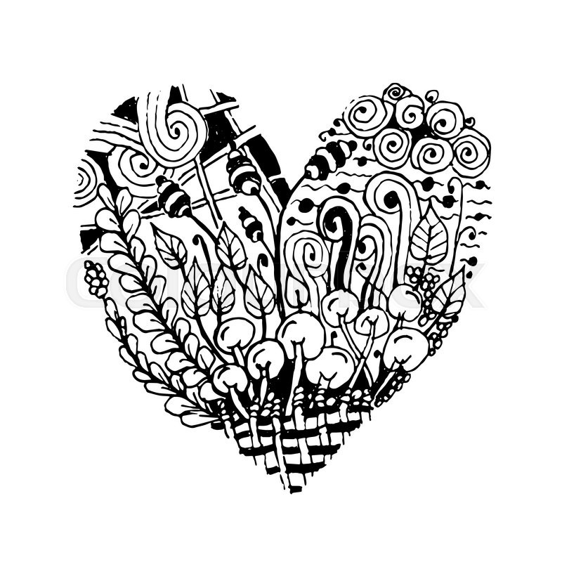 800x800 Zentangle Heart Shape, Sketch For Your Design. Vector Illustration