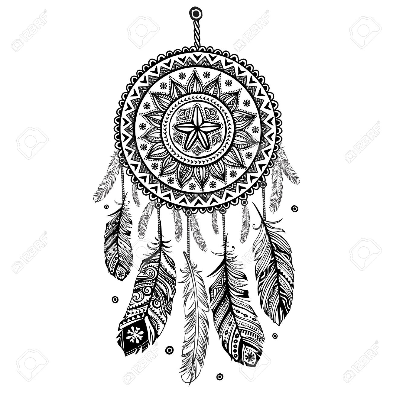 1300x1300 Dreamcatcher Clipart Black And White