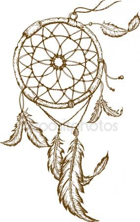 285x450 Heart Shaped Dream Catcher With Feathers. Stock Vector Katja87