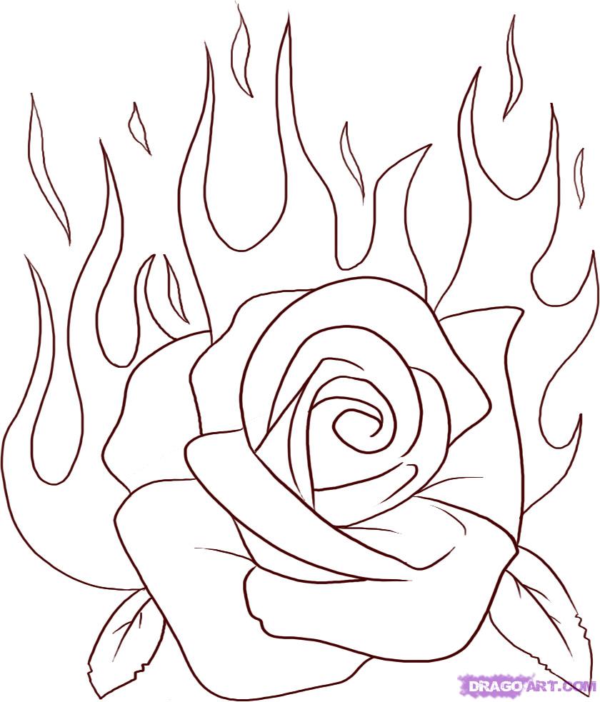 840x983 Drawn Flames Burning Heart