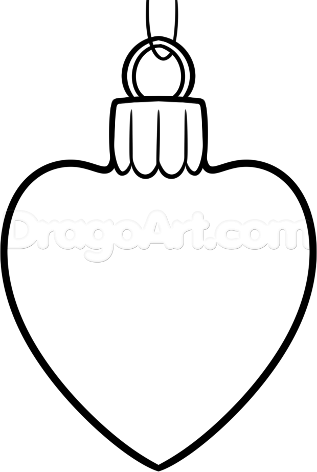 620x922 How To Draw A Christmas Heart Ornament, Step By Step, Christmas