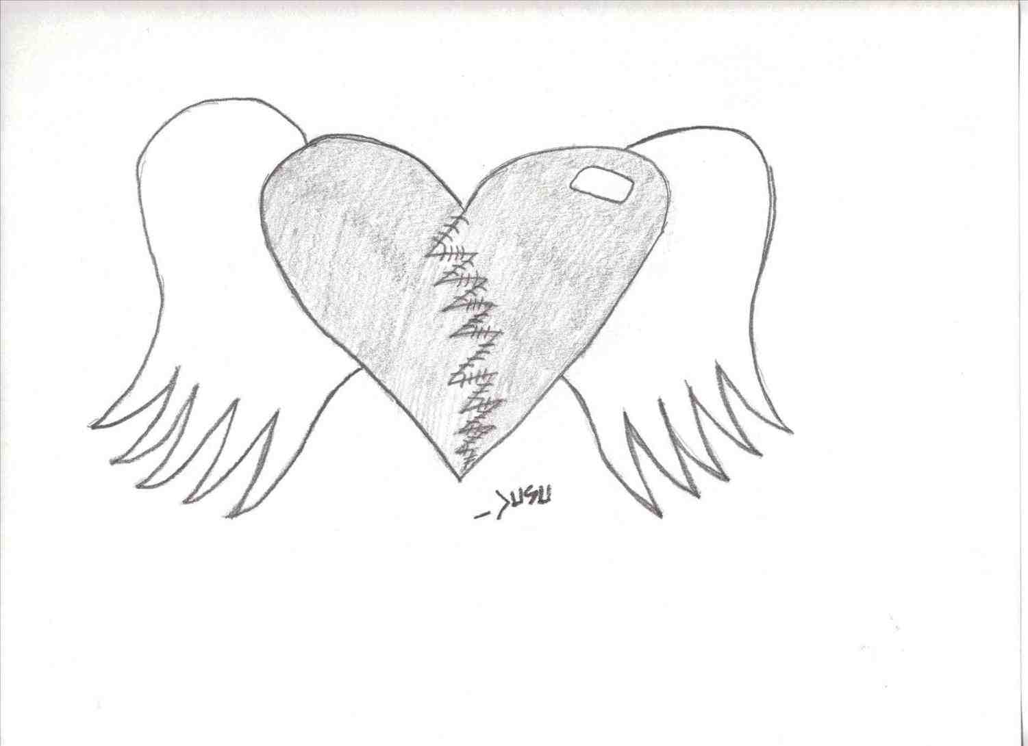 1501x1090 Step By Step Drawing Hearts With Wings