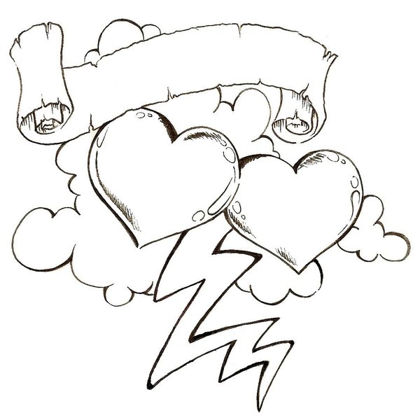 600x600 Hearts Tattoo Design For Men