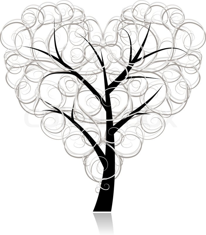 704x800 Love Tree, Heart Shape For Your Design Stock Vector Colourbox