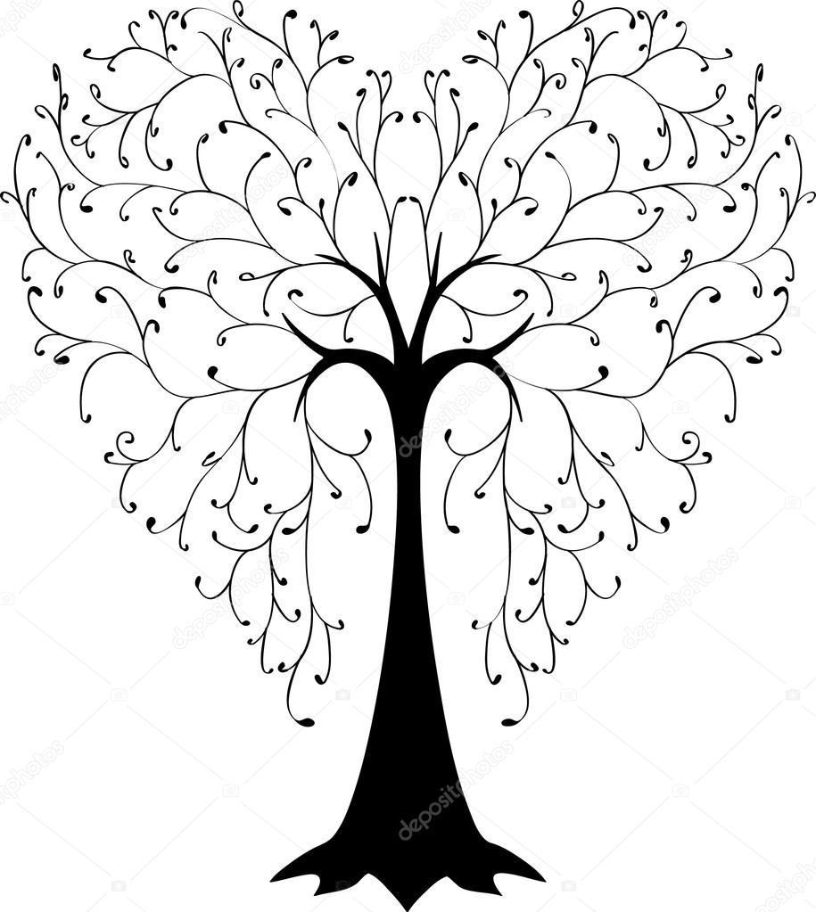 915x1023 Tree In The Shape Of A Heart Stock Vector