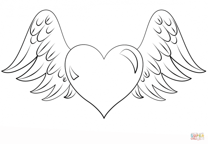 728x506 Coloring Pictures Of Hearts With Wings Coloring Page For Kids