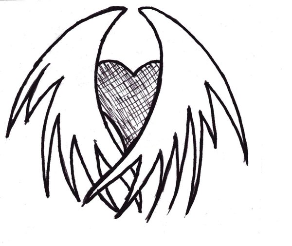 Heart Wings Drawing at GetDrawings | Free download