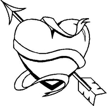 350x345 Heart, Arrow And Ribbon, Vinyl Decal Sticker