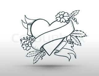 320x247 Heart With Ribbon Drawing Banner For Love Concept Valentine