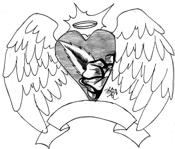 600x511 Heart, Angel Wing, And Rose By Haze510