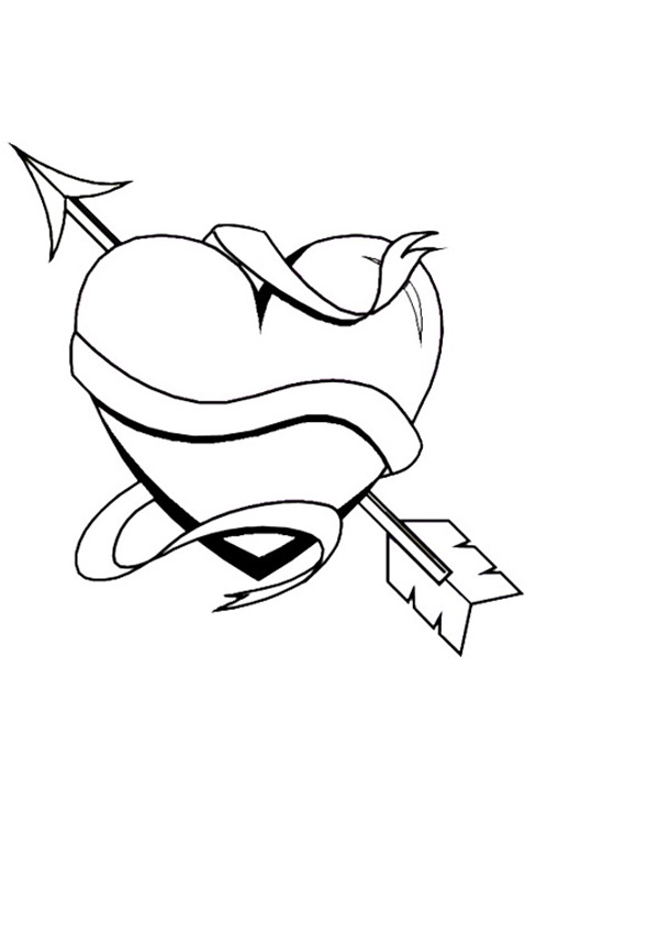 600x850 Heart, Arrow And Ribbon Colouring Page Activities Kidspot