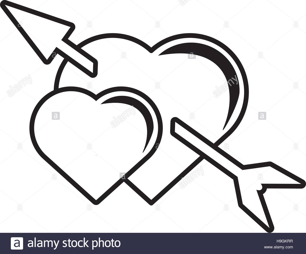 1300x1079 Pictogram Two Heart Arrow Love Valentines Symbol Design Stock