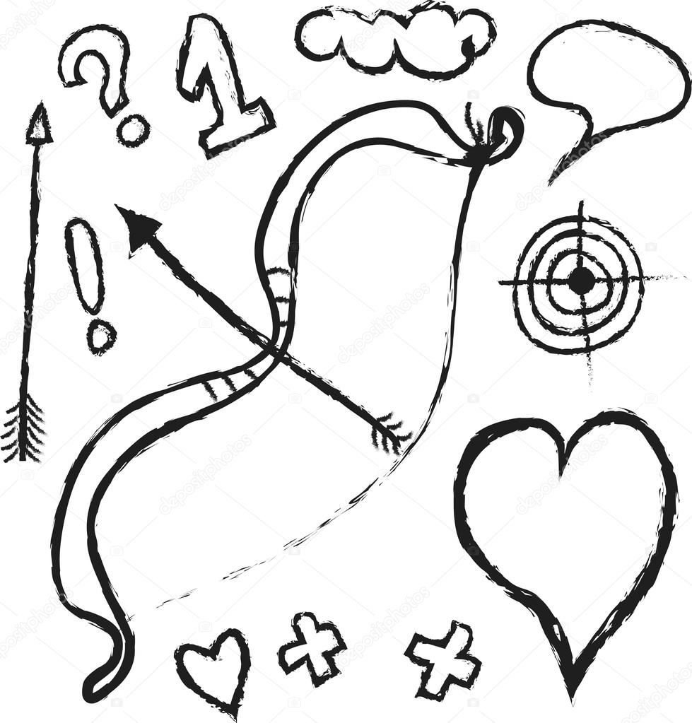 979x1023 Cartoon Bow, Arrow, Heart And Symbols Stock Photo Dusan964