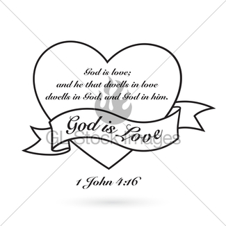 325x325 God Is Love With Heart, Cross And Banner. Vector Design. Gl