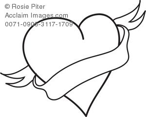 300x240 Heart With Banner Clipart