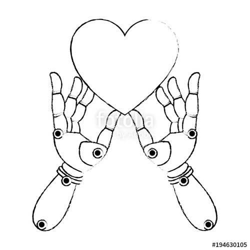 500x500 Robot Hands With Heart Vector Illustration Design Stock Image