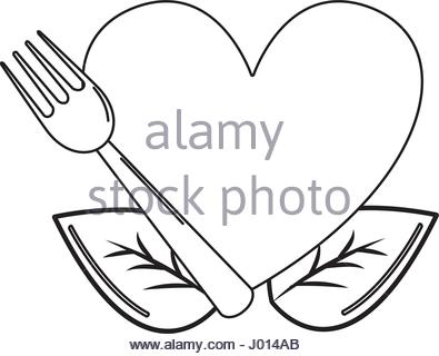395x320 Silhouette Heart With Spoon, Fork And Ribbon Stock Vector Art