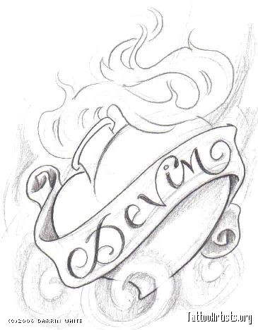 365x468 Drawn Flames Burning Heart