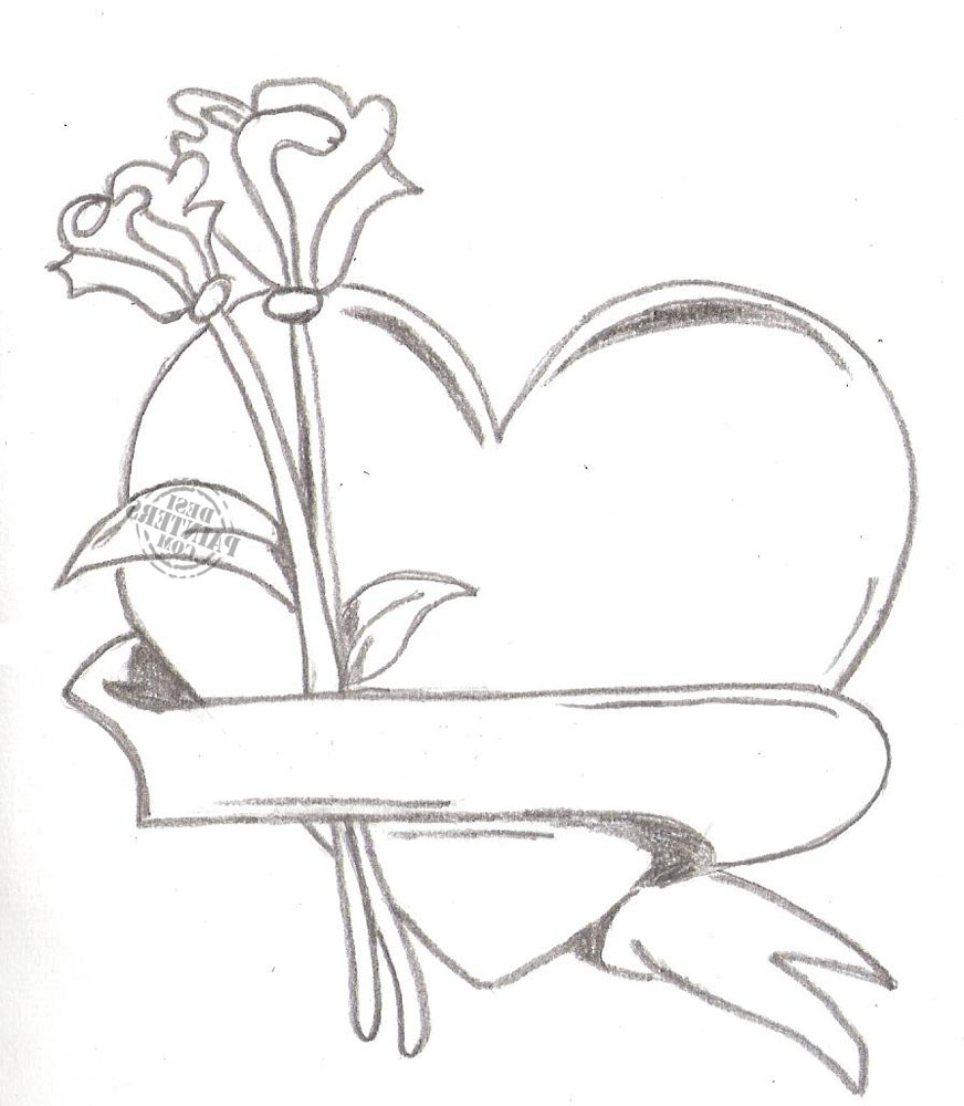 872x1000 Pictures Heart And Rose Drawings In Pencil,