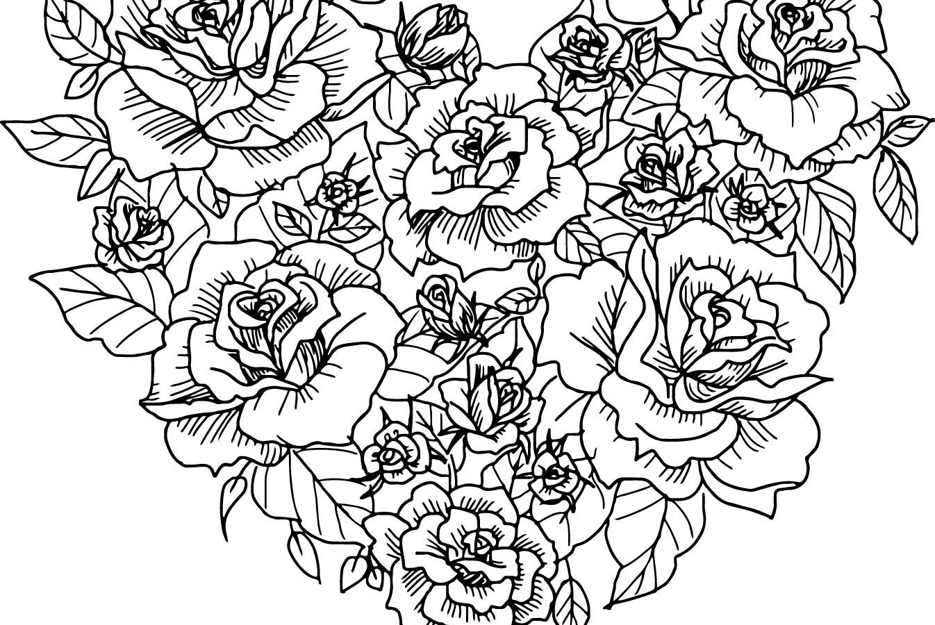 Heart With Roses Drawing