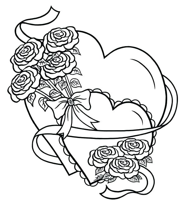 600x663 Coloring Page Rose Coloring Pages Roses Coloring Pages Hearts