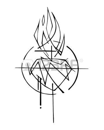360x450 Hand Drawn Illustration Of Sacred Heart. Royalty Free Cliparts