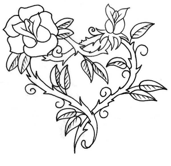 600x581 Hearts Roses Coloring Pages Hearts Amp Roses, Hearts