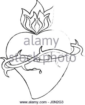 300x370 Illustration Of The Most Sacred Heart Of Jesus. A Bleeding Heart