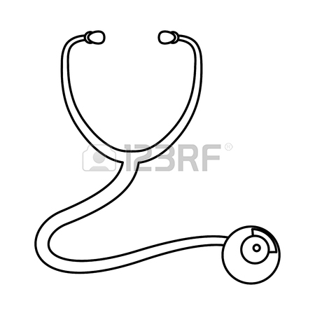 450x450 Line Medical Stethoscope To Check Cardiac Heartbeat, Vector