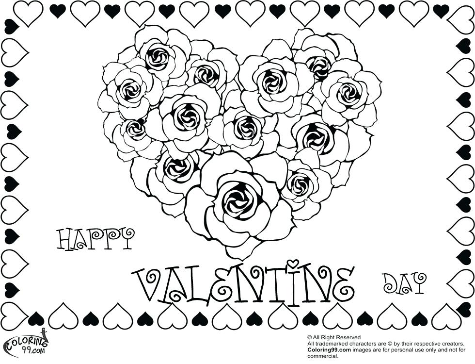 980x750 Coloring Pages Of Roses And Hearts