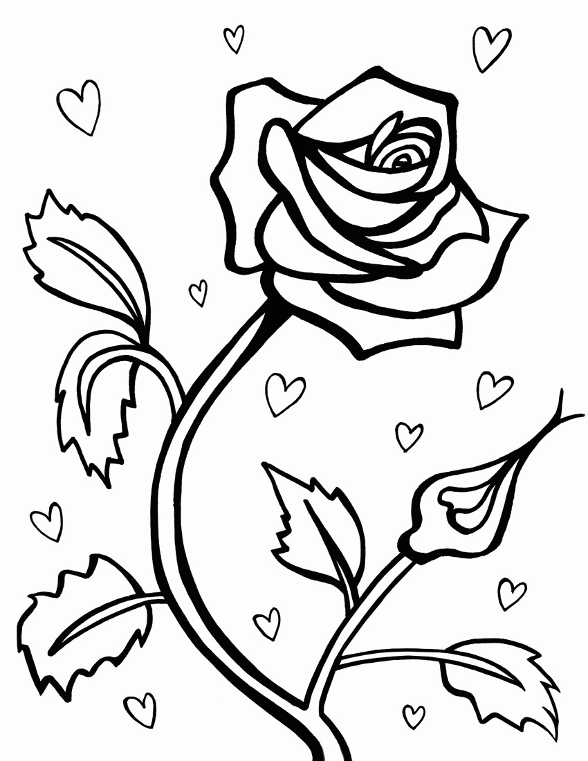 Coloring Pages Of Flowers And Hearts
