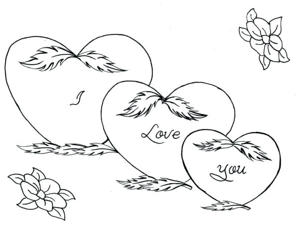 600x458 Roses Coloring Pictures Hearts Roses Three Hearts And Roses