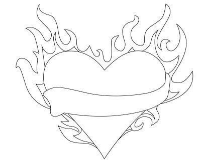 hearts on fire coloring pages