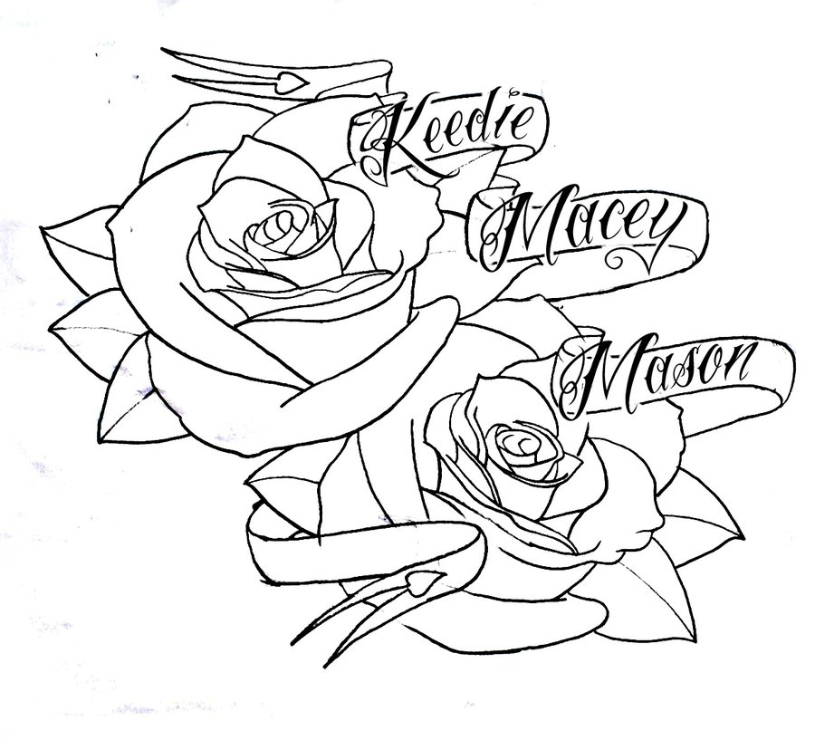 900x817 Rose With Ribbons Drawings