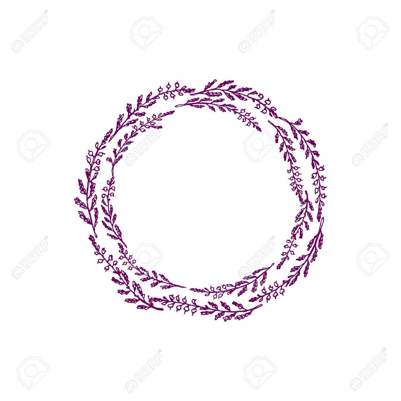 1300x1300 Hand Drawn Heather Wreath Royalty Free Cliparts, Vectors,