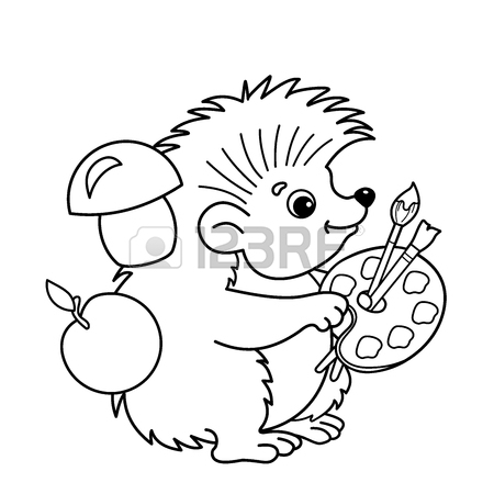 450x450 Coloring Page Outline Of Cartoon Hedgehog With Pencil. Coloring