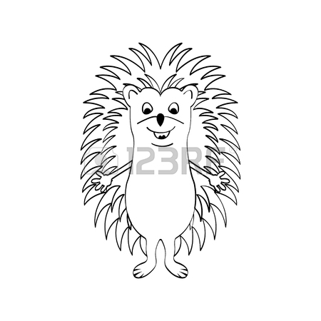 450x450 Funny Hedgehog Sketch Drawing, Isolated On White Background