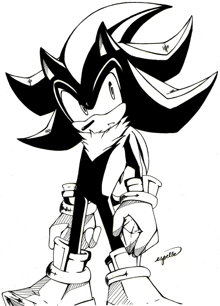 757x1055 Shadow The Hedgehog Line Art By Esbelle