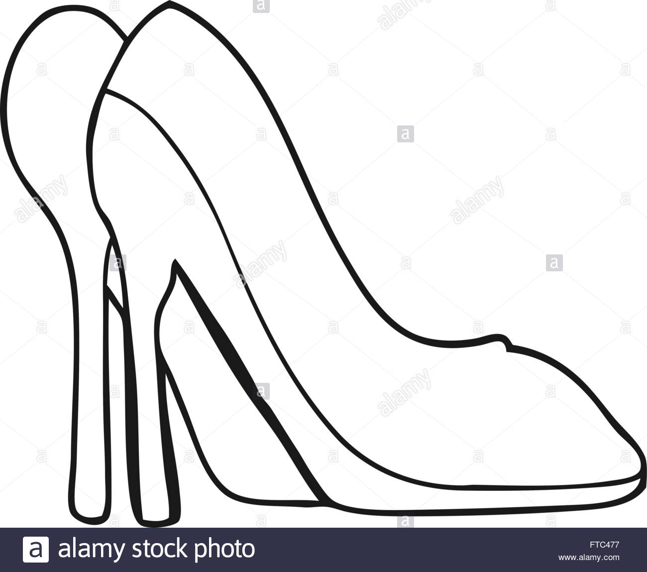 1300x1149 Freehand Drawn Black And White Cartoon High Heel Shoes Stock