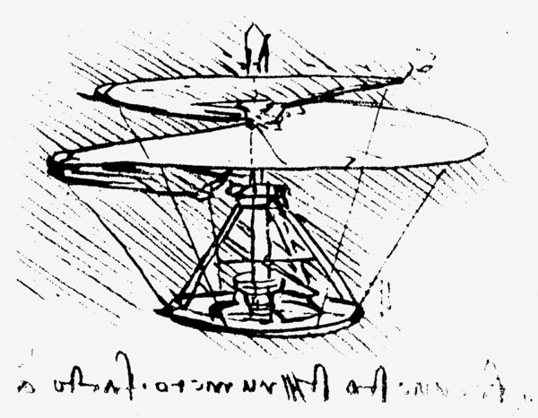 600x466 Drawing, C1486 90, Of A Helical Screw Helicopter.