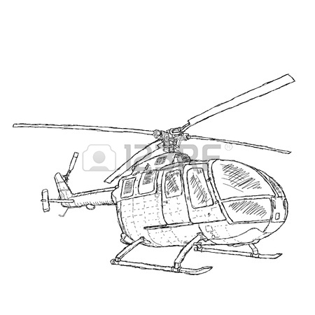 450x450 Hand Drawn Illustration Of A Melitary Helicopter Royalty Free