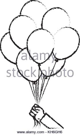 280x470 Hand Holds Bunch Of Brightly Helium Balloons Stock Vector Art