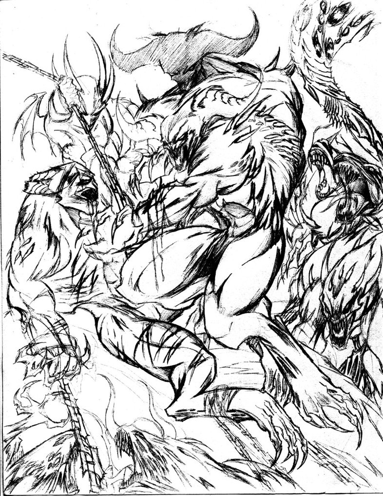 786x1017 Demon Fight In Hell By Winddragon24