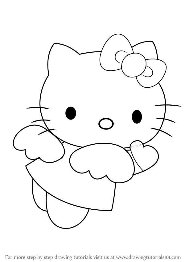 600x846 Learn How To Draw Hello Kitty Angel (Hello Kitty) Step By Step
