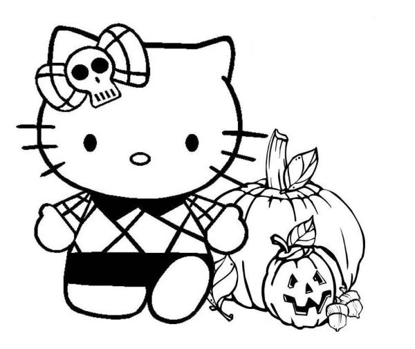 600x505 Halloween Hello Kitty Coloring Pages Printable To Tiny Page