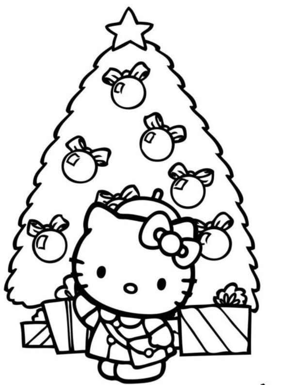 580x793 Hello Kitty Coloring Pages Christmas Tree Irnon Man Coloring Pages