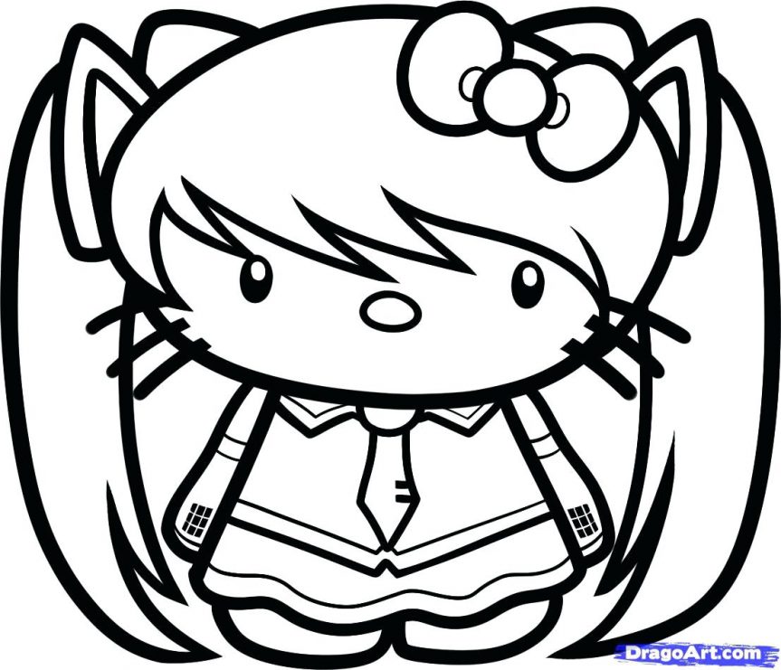 863x741 Coloring Pages Hello Kitty How To Draw Step By Cute Baby Cat