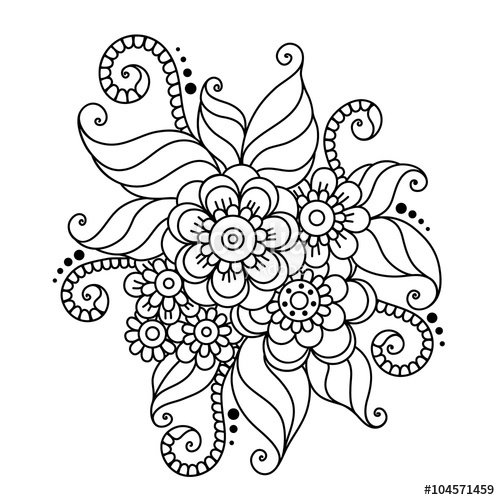 500x500 Hand Drawn Abstract Henna Mehndi Flower Ornament Stock Image