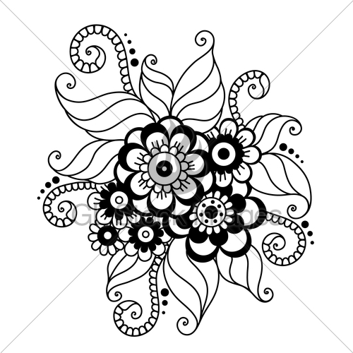 500x500 Hand Drawn Abstract Henna Mehndi Flower Ornament Gl Stock Images