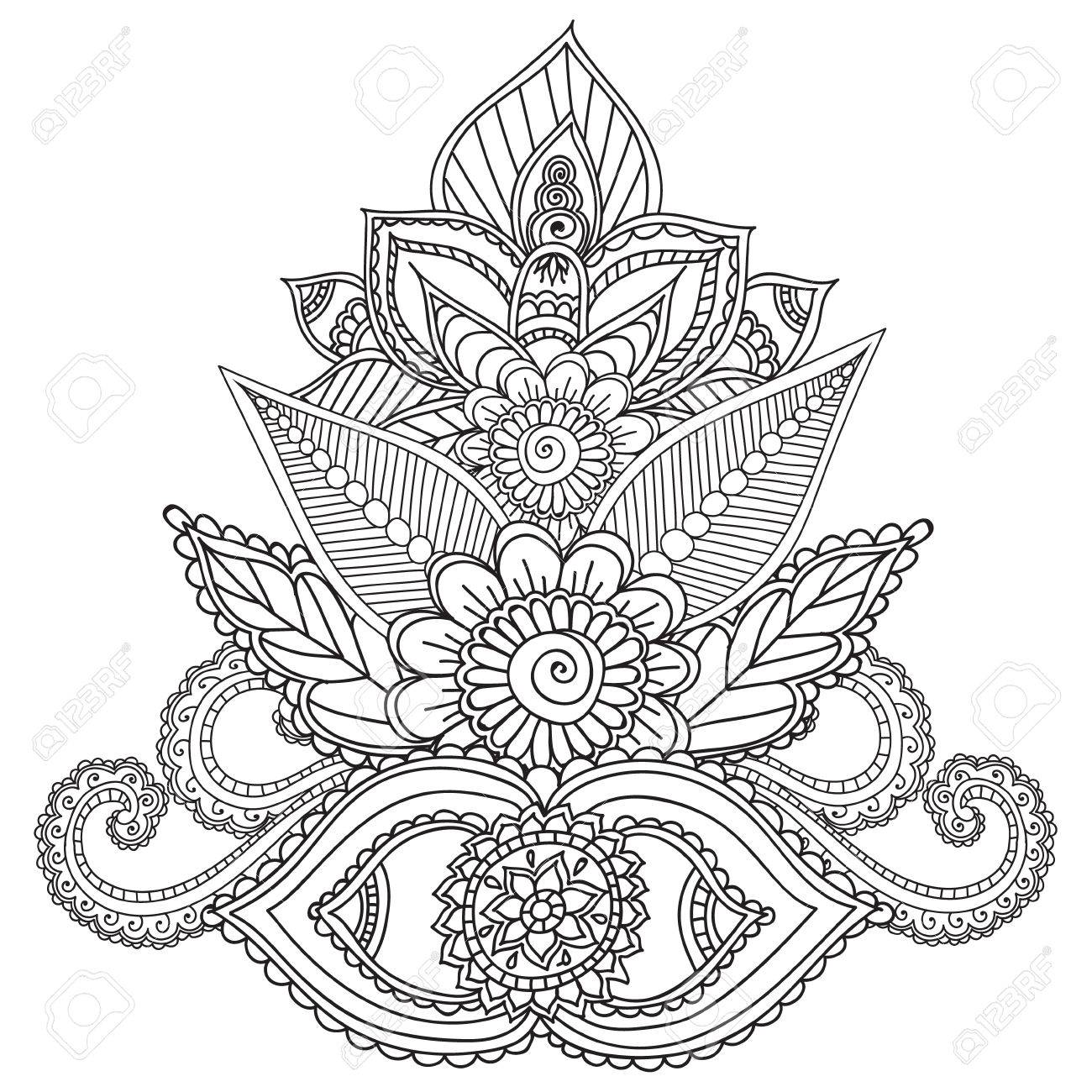 1300x1300 Coloring Pages For Adults. Henna Mehndi Doodles Abstract Floral